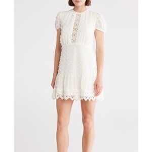 Love By Design Fit and Flare Dotted Dress in White